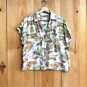 Cynthia Rowley Linen Short Sleeve Top Sz Large